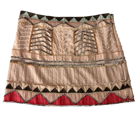 Sanctuary Sequin Mini Skirt Sz Large NEW NWT Geometric Southwestern Boho Tan - Picture 2 of 9